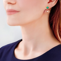 Khuyên tai - Mẫu đơn vàng đá lục