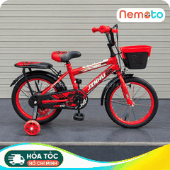 Xe Đạp Bé Trai Jin 12, 16 Inch Có Giỏ Và Bánh Phụ