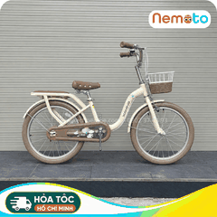 Xe Đạp Trẻ Em Xaming  C1 màu be bé trai - Size 18-20 Inch Có Giỏ Và Chân Chống