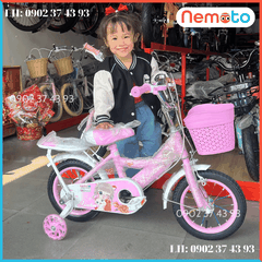 Xe Đạp Bé Gái Jin 12, 14, 16 Inch Có Giỏ Và Bánh Phụ