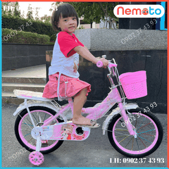 Xe Đạp Bé Gái Jin 12, 14, 16 Inch Có Giỏ Và Bánh Phụ