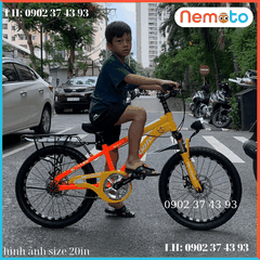 Xe Đạp Nam 2 Gióng Thời Trang, Phuột Nhún, Thắng Đĩa Kèm Đèn  Size 20 -Mã MAY20