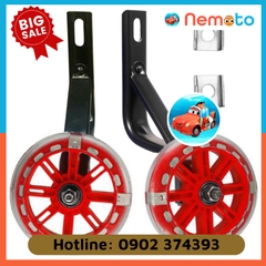 Bánh phụ xe đạp trẻ em có đèn LED sáng, Decal (gồm cả bộ 2 bánh + chân sắt)