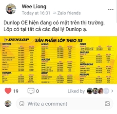 CÁC SIZE DUNLOP THEO XE