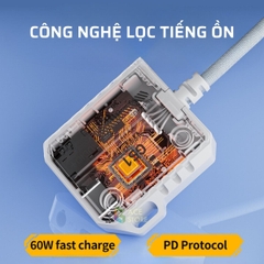 Plextone GS1 2in1 | Cáp chuyển đổi chia cổng sạc và tai nghe hỗ trợ sạc nhanh 60W [Gace Store]