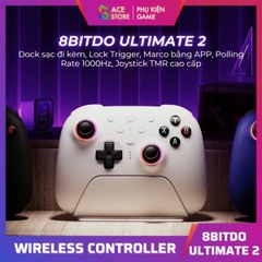Tay Cầm 8BitDo Ultimate 2 Wireless 1000Hz – TMR Stick Chống Drift – Dock Sạc | PC & Android