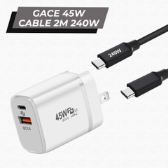 Combo Cốc/Củ Sạc Gace 45W & Dây Cáp Sạc 2M 240W