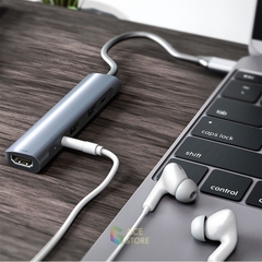 Cổng chuyển đổi đa năng Hub Type-C to 5 in 1 hỗ trợ HDMI K561, Jack 3.5mm, USB 3.0, Sạc PD 60W