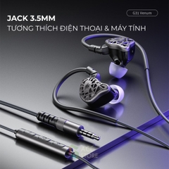 Tai nghe Plextone G31 Âm Thanh Định Vị Chuẩn Xác | Jack 3.5mm | Mic Đàm Thoại | Móc Tai Chống Rơi