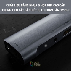 Cổng chuyển đổi đa năng Hub Type-C to 5 in 1 hỗ trợ HDMI K561, Jack 3.5mm, USB 3.0, Sạc PD 60W