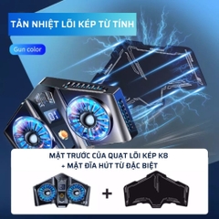 Quạt tản nhiệt  K8 | Tản nhiệt sò lạnh kép hỗ trợ chơi game và livestream dành cho điện thoại