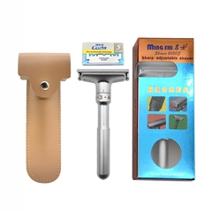 Bàn cạo râu cổ điển Ming shi 2000s Màu bạc + bao da PU