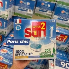 Viên rửa bát Sun hiệu quả lành tính chính hãng Pháp All in 1 (đã gồm muối, bóng + vệ sinh máy)