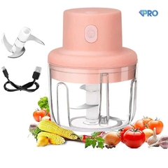 Máy xay hành, tỏi đa năng hồng chạy pin sạc