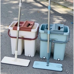 Bộ lau nhà tự vắt 360 thế hệ mới thùng chia 2 ngăn giặt, vắt