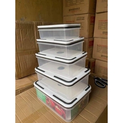 SET 5 hộp lạnh đựng thực phẩm chữ nhật loại 1 nắp cực chặt