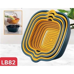 Combo 6 rổ kèm chậu nhựa đủ kích cỡ màu vàng xanh siêu đẹp