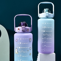 Bình đựng nước có ống hút 2000ml kèm sticker siêu cute