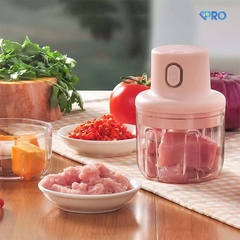 Máy xay hành, tỏi đa năng hồng chạy pin sạc