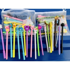 set 20 bút bi mực đen hình thú siêu xinh TẶNG kèm túi bút trong có móc
