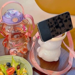 Bình nước gấu có ống hút, quai đeo cưng xỉu