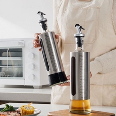 Bình thủy tinh thân bọc inox kèm đầu chiết dầu mắm cao cấp 500ml