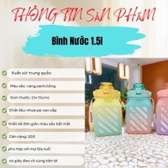 Bình đựng nước có ống hút Sports Cup 1.500ml siêu xinh tặng kèm sticker giá quà tặng