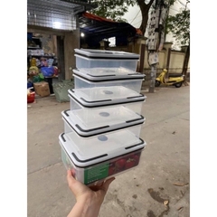 SET 5 hộp lạnh đựng thực phẩm chữ nhật loại 1 nắp cực chặt