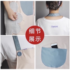 Tạp dề vải lụa Oxford chống thấm thêu hoa siêu xinh có khăn lau tay 2 bên hông