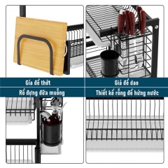 Kệ bát Phú Khang kèm khay hứng nước loại 2, 3 tầng siêu sịn- hoàn tiền nếu không ưng