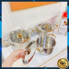 Bộ nồi 3 đáy 6 chi tiết MISU LOUIS cao cấp dùng cho mọi loại bếp