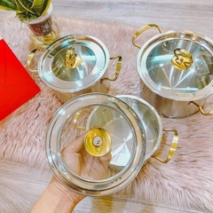 Bộ nồi 3 đáy 6 chi tiết MISU LOUIS cao cấp dùng cho mọi loại bếp