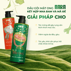 Bộ Đôi Dầu Gội NARA Mật Ong 500ML Kích Thích Mọc Tóc, Sạch Gàu, Nấm Ngứa, Loại Bỏ Dầu Thừa Và Phục Hồi Tóc Hư Tổn