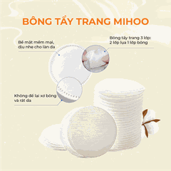 Bông tẩy trang Mihoo 200 miếng tròn