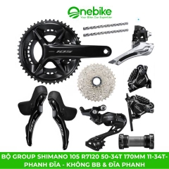 Bộ group SHIMANO 105 R7120 50-34T 170mm 11-34T- Phanh đĩa - Không BB & Đĩa phanh