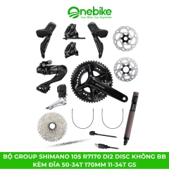 Bộ group SHIMANO 105 R7170 Di2 Disc không BB không kèm đĩa phanh 50-34T 170mm 11-34T GS