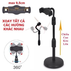 Giá Đỡ Điện Thoại Để Bàn Kẹp Điện Thoại Livestream Xem Video Xoay 360 Độ Đế Tròn