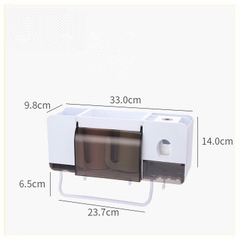 Bộ Nhả Kem Đánh Răng Lúa Mạch 2 Cốc Kèm Kệ Để Đồ Nhà Tắm (Ảnh Thật Ở Cuối)