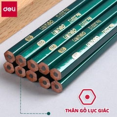 Bút Chì [Free Ship] Bút Chì Lục Giác Deli - Loại 2B/Hb - 10 Chiếc/Hộp - 33311 / 33312