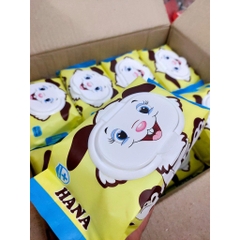 Gói Khăn Ướt Hana Hình Chú Chó, Giấy Ướt Đa Năng Không Mùi An Toàn (Gói 100 Tờ)