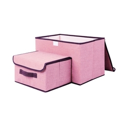 Combo 2 Hộp Vải Đựng Đồ Thùng Đựng Quần Áo Đồ Chơi Đa Năng Bằng Vải Cứng Cắp Có Nắp Đậy Tiện Dụng