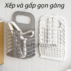 Rổ Đựng Quần Áo Xếp Gọn - Giỏ Để Đồ Đa Năng Có Thể Gấp Gọn - Kèm 2 Móc Dán Treo