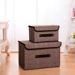 Combo 2 Hộp Vải Đựng Đồ Thùng Đựng Quần Áo Đồ Chơi Đa Năng Bằng Vải Cứng Cắp Có Nắp Đậy Tiện Dụng