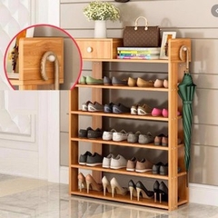Tủ Giày Dép Gia Đình 5 Tầng Kèm 1 Ngăn Kéo Nhỏ Sắp Xếp Không Gian Gia Đình Thêm Gọn Gàng Ngăn Nắp, Chất Liệu Gỗ Tự Nhiên