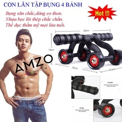 Con Lăn Tập Cơ Bụng-Con Lăn Tập Bụng 4 Bánh Không Chặn  (Giao Màu Ngẫu Nhiên)