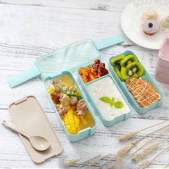Hộp Cơm Văn Phòng Bằng Nhựa Lúa Mạch Chia 3 Tầng Chống Tràn Dùng Được Trong Lò Vi Sóng - Hộp Cơm 3 Tầng Hình Chữ Nhật