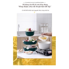 Khay Nhựa 👉[Freeship]👈 Khay 3 Tầng Để Rau Và Thực Phẩm Ăn Lẩu Tiện Dụng Gọn Đế Xoay Tròn Được