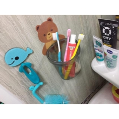 Cốc Gấu Đựng Bàn Chải Kem Đánh Răng Cốc Gấu Dán Tường Siêu Dính