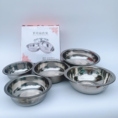 Bộ 5 Thau Rổ Inox Rửa Rau Củ Quả Có Thể Dùng Làm Bát Trộn Salad Dày Dặn Siêu Tiện Dụng Cho Nhà Bếp