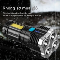 Đèn Pin 4 Led Cao Cấp, Đèn Pin Siêu Sáng Cầm Tay Chắc Chắn 4 Chế Độ Sáng Tiện Dụng